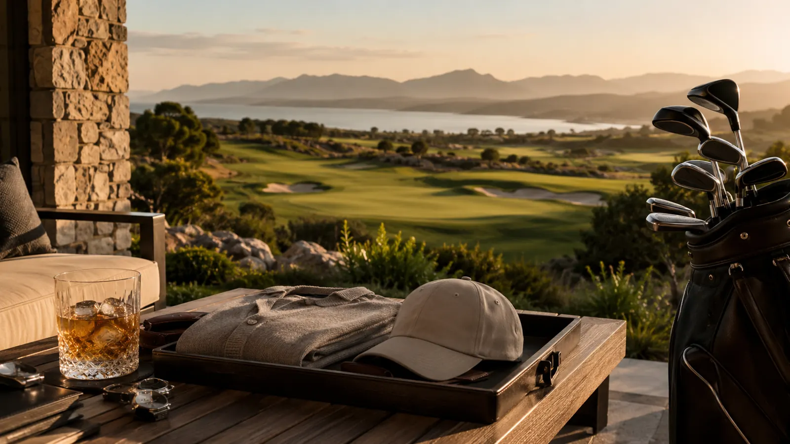 Terrasse lifestyle avec vue sur un parcours de golf