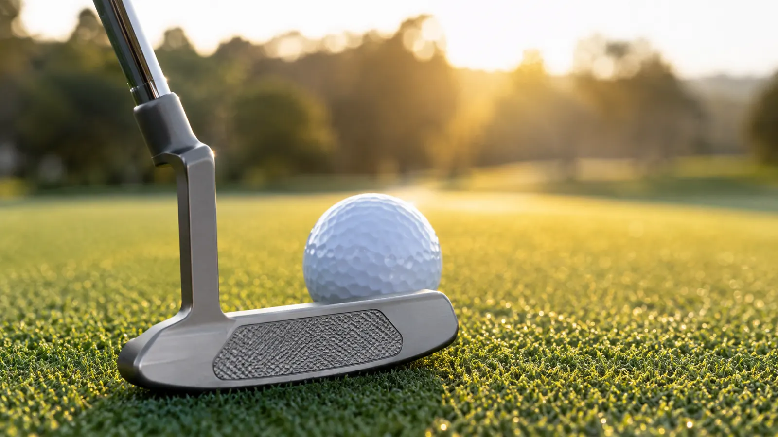 Putter et balle de golf sur un green
